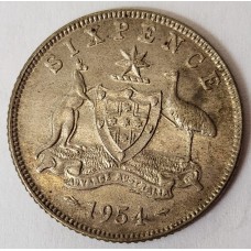 AUSTRALIA 1954 . SIXPENCE